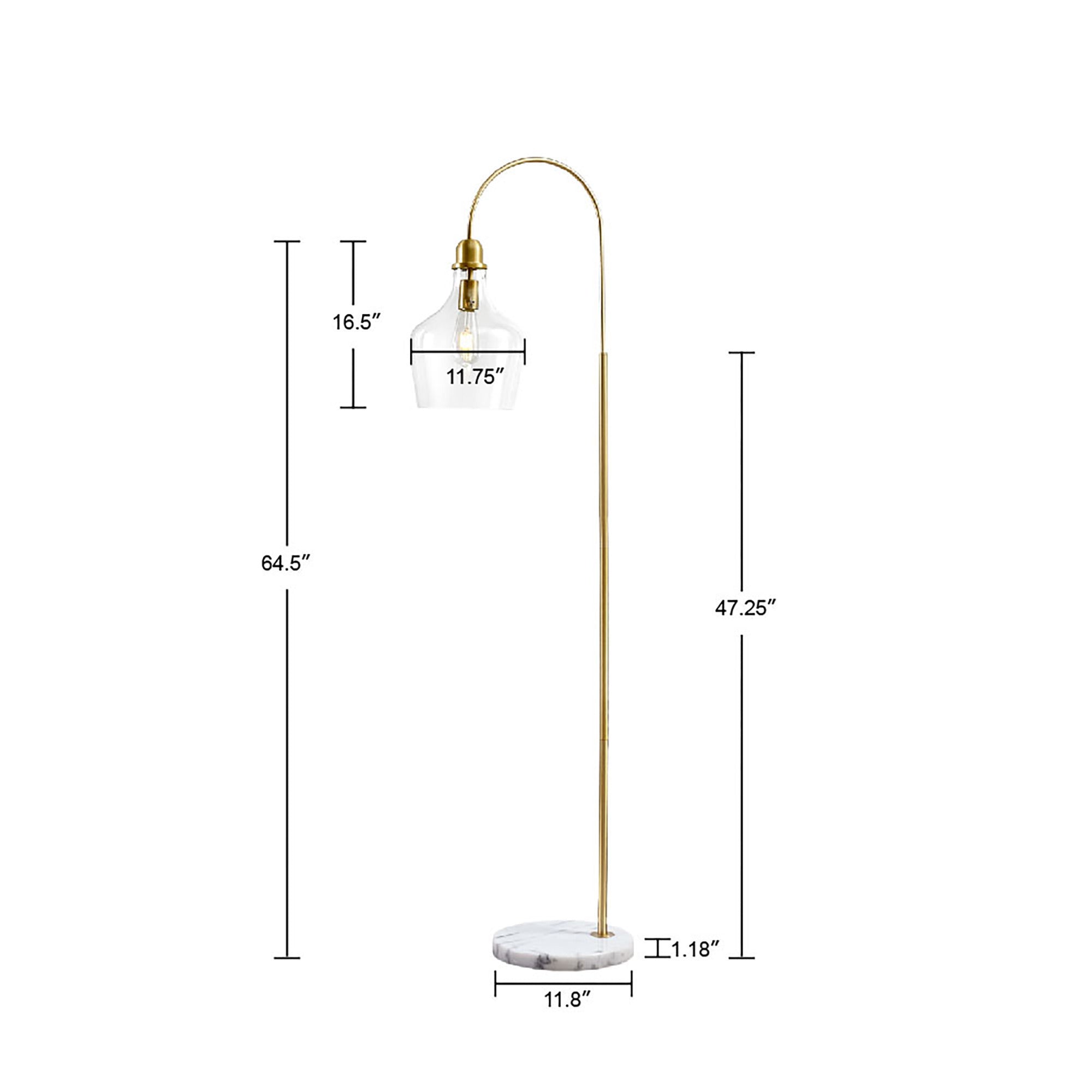 Auburn Arched Floor Lamp with Marble Base - Gold