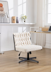 Armless Office Desk Chair No Wheels - White