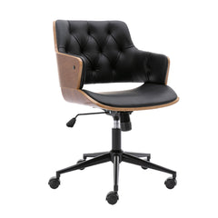 Bentwood Adjustable Office Chair, Black PU Leather Upholstery and Black Foot