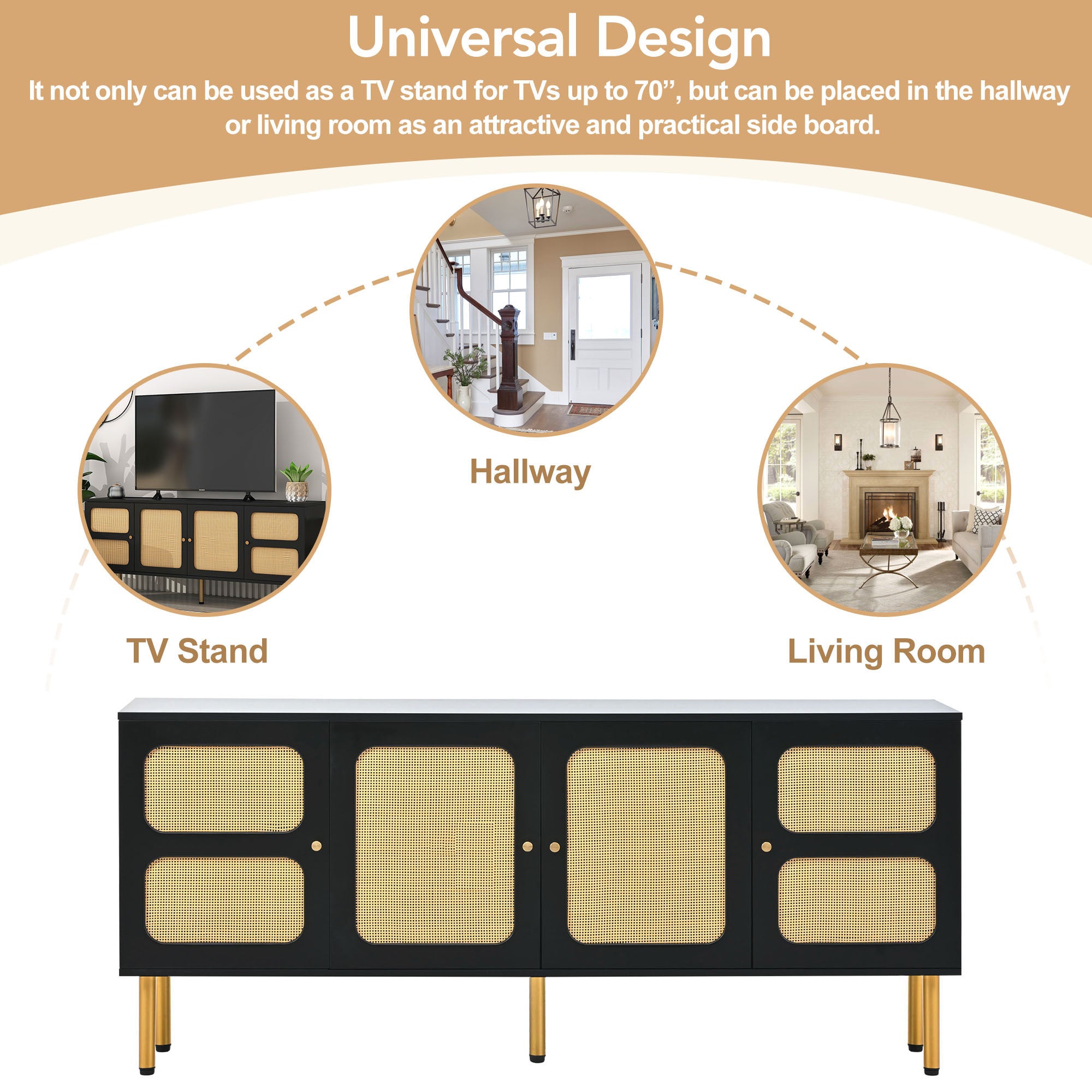 Rattan Door TV Stand