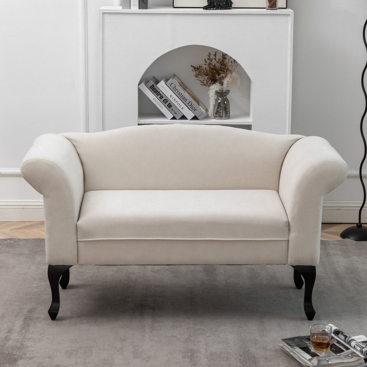 2 Seat Kids Sofa, Toddler Couch Lounge Bed with Wooden Legs - White