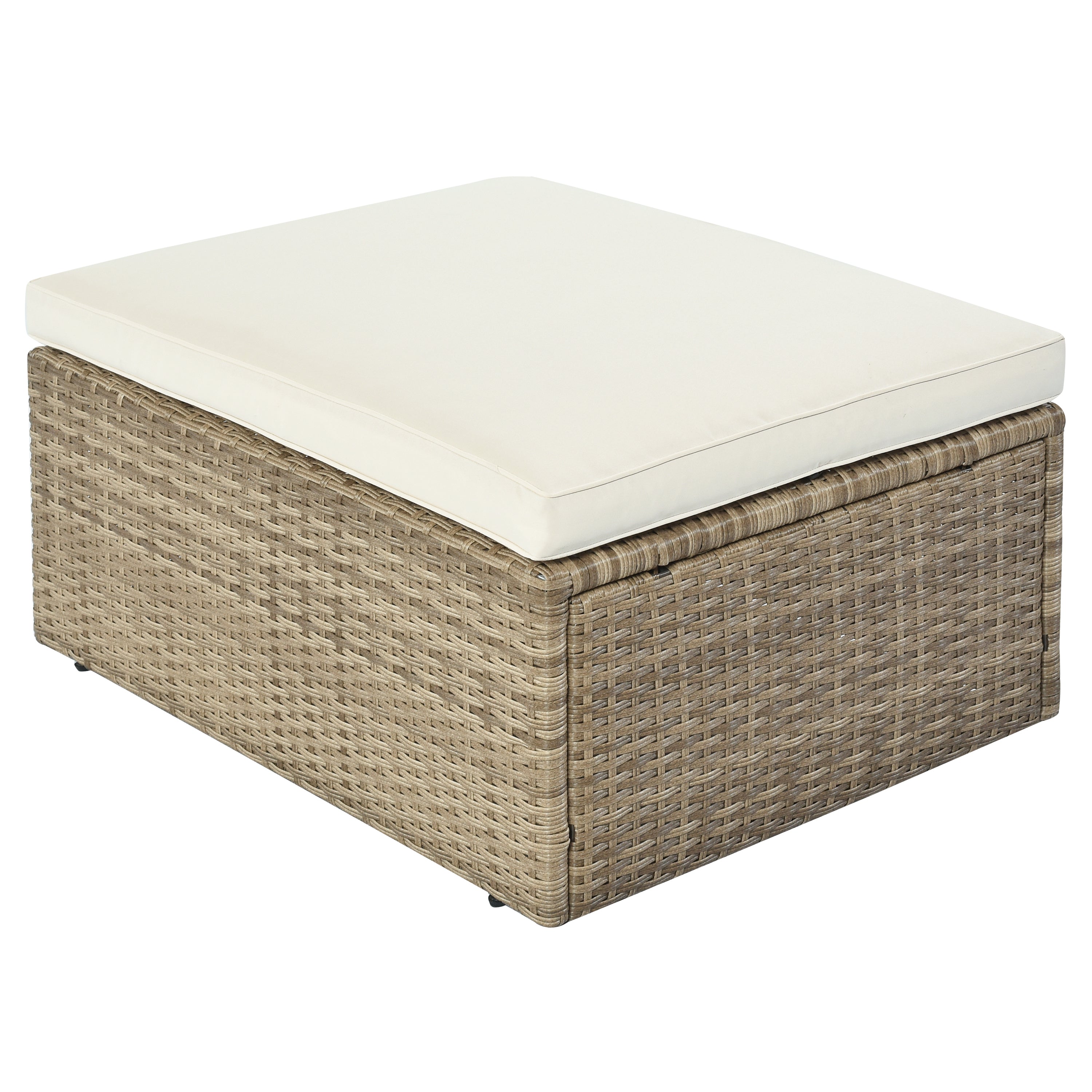 Outdoor Patio Furniture Set, 5-Piece Wicker Rattan Sectional Sofa Set - Brown and Beige