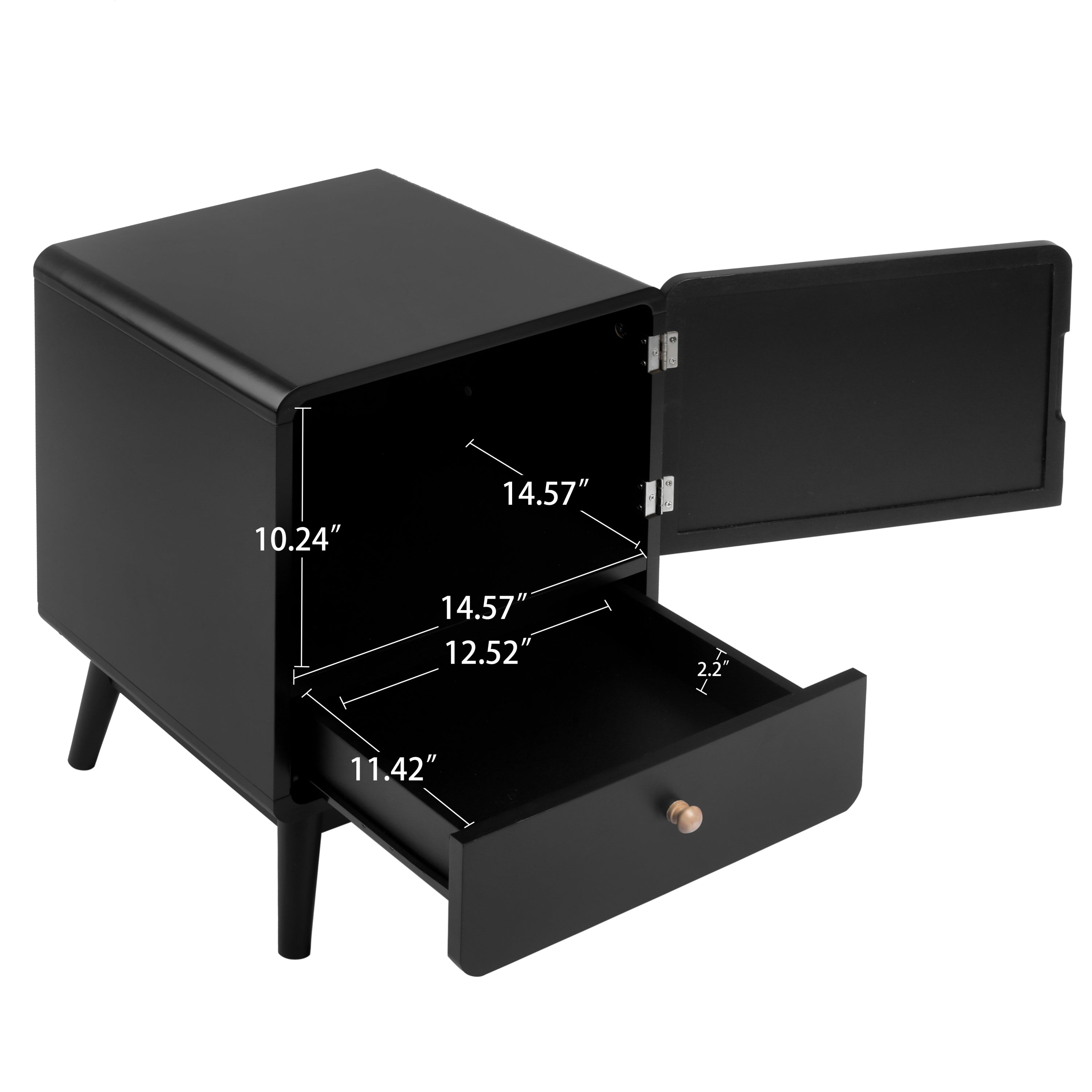 ILO Black Nightstand with Storage Drawer/ Rattan Door