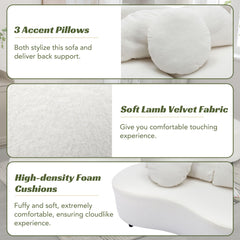 103.9" Modern Living Room Sofa Velvet Upholstered Couch Furniture - Beige