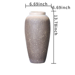 Artisanal Vintage Sand Ceramic Vase 6.5"D x 13.5"H
