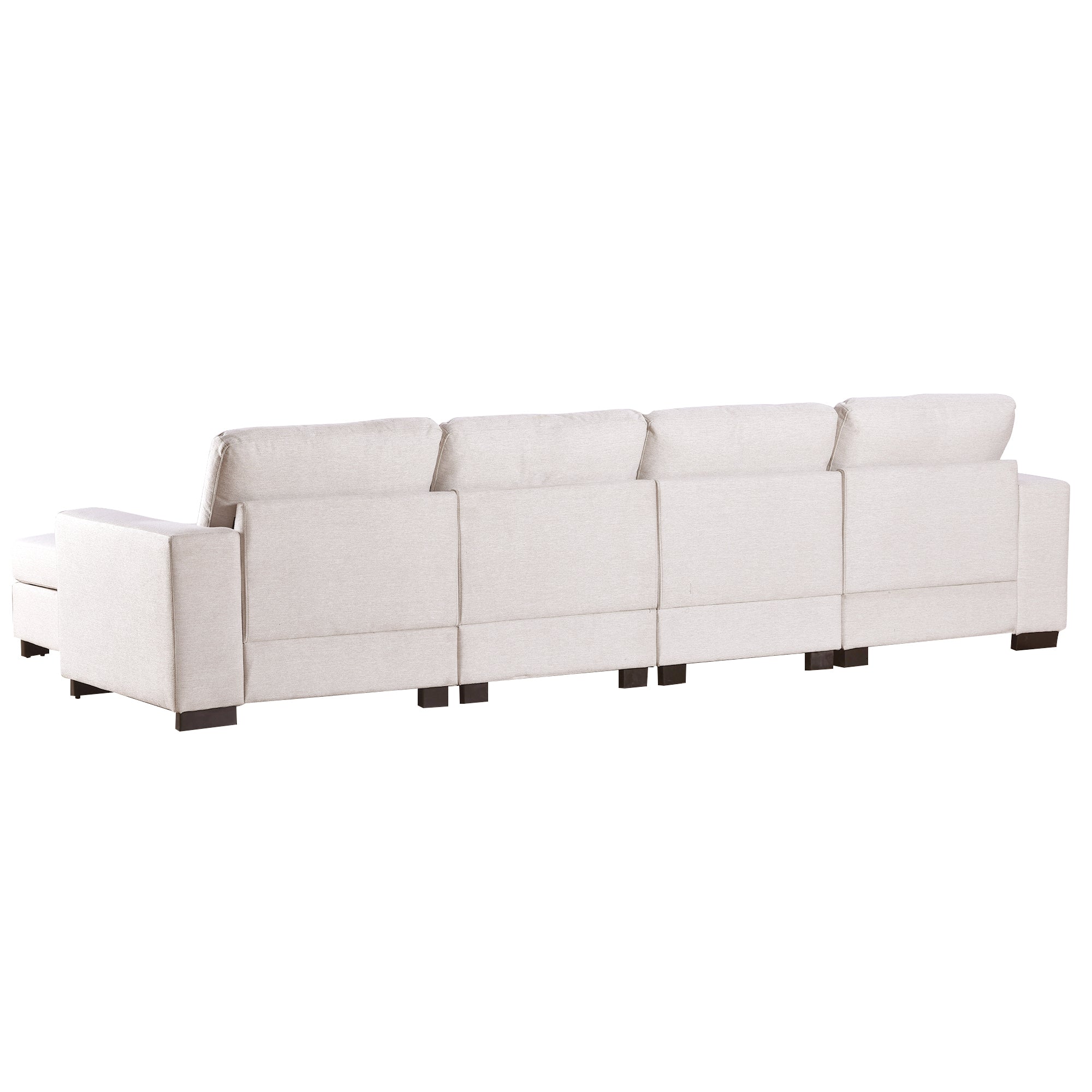 MAICOSY 3 Pieces U Shaped Sectional Sofa Sleeper with Removable Ottomans, Beige