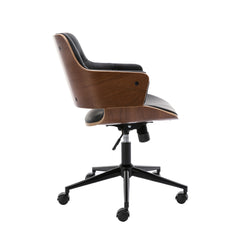 Bentwood Adjustable Office Chair, Black PU Leather Upholstery and Black Foot