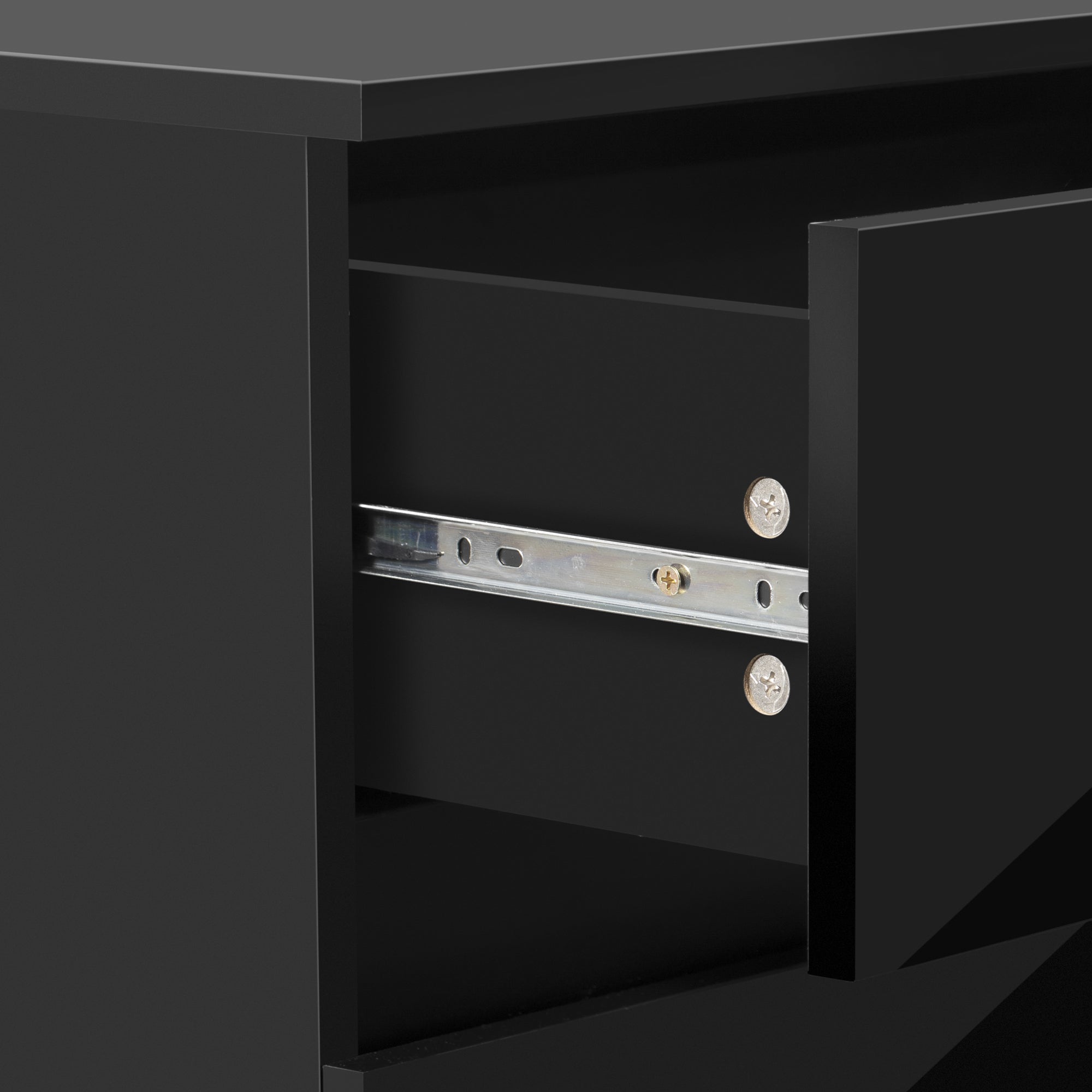 Nightstand with 2 Drawers, USB Charging Ports, Wireless Charging and Remote Control LED Light - Black