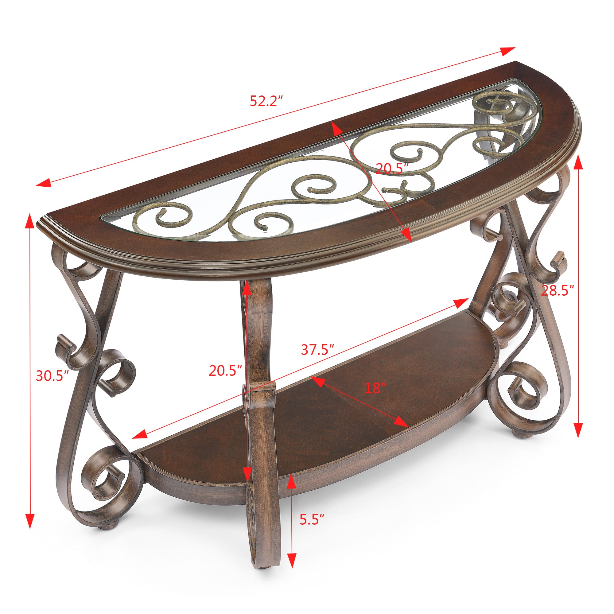 Console table with glass top