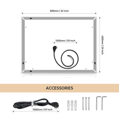 MAICOSY LED Lighted Mirror Bathroom Mirrors Wall Touch Dimmable Anti-Fog 32"x24"