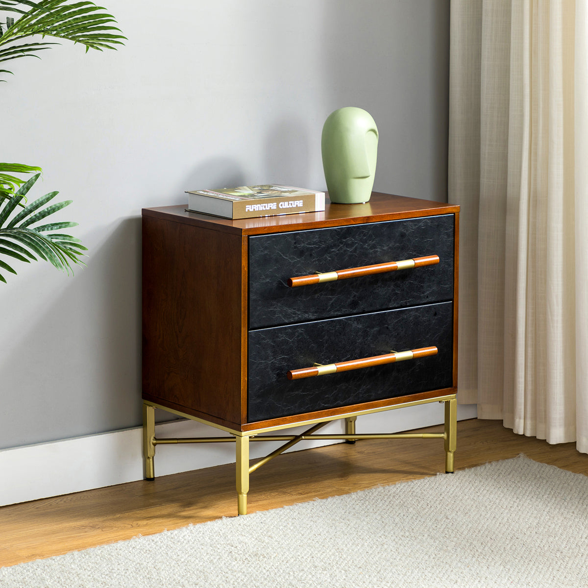 Modern Drawer Nightstand - Black
