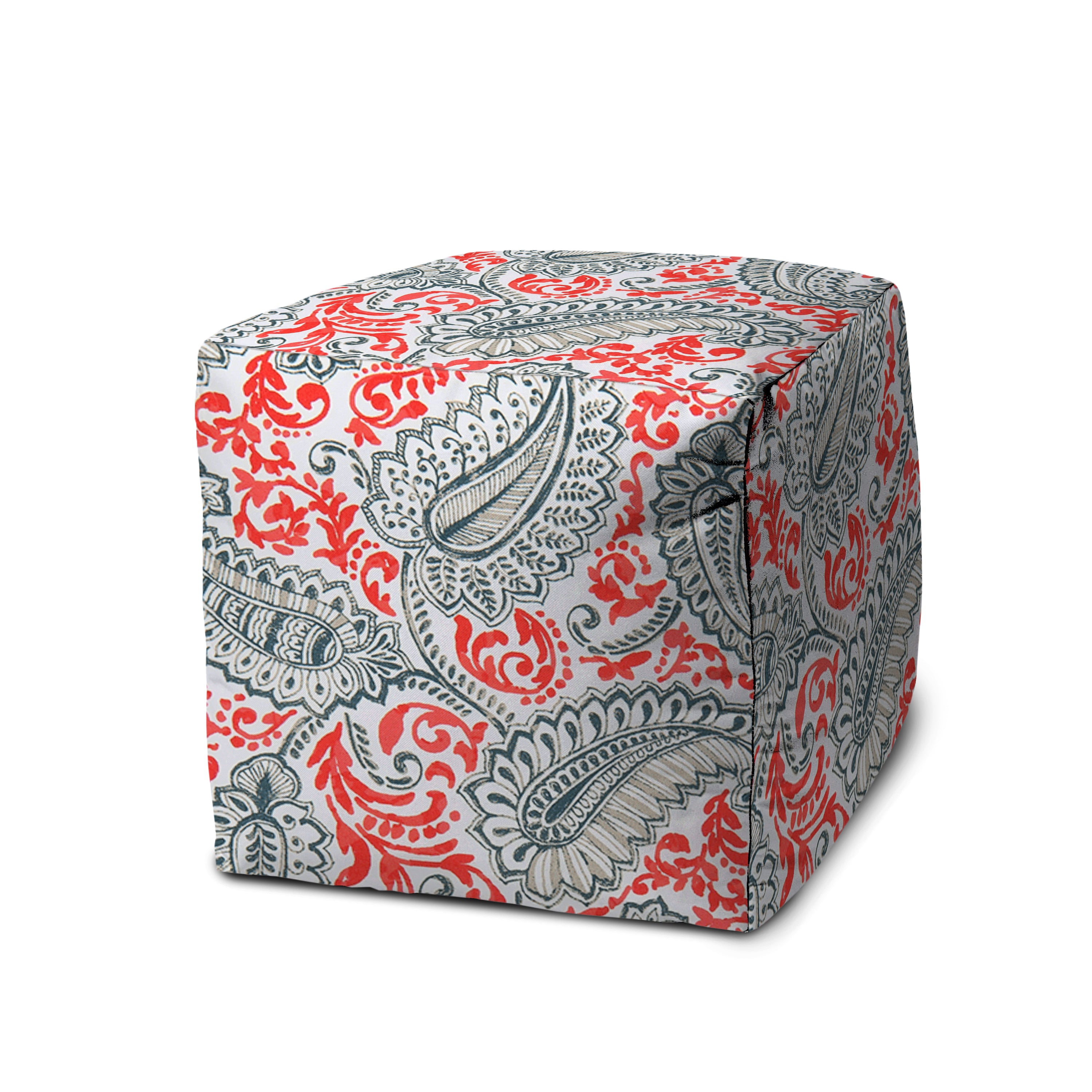 Coral Indoor/Outdoor Pouf - Zipper Cover Only - 17 x 17 Cube