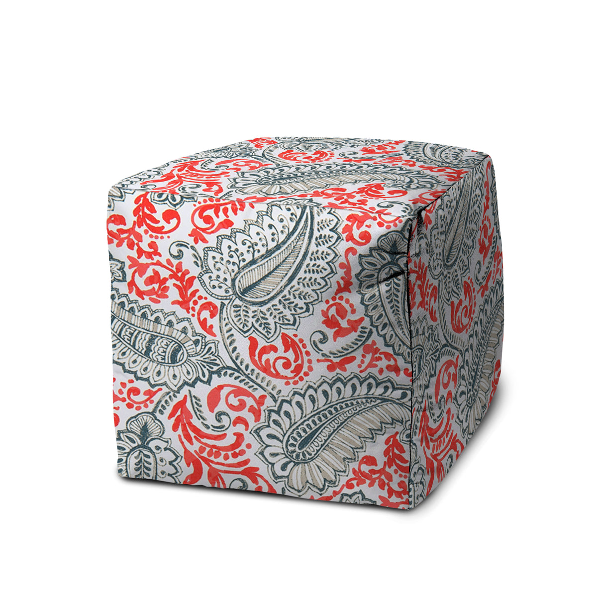 Coral Indoor/Outdoor Pouf - Zipper Cover Only - 17 x 17 Cube