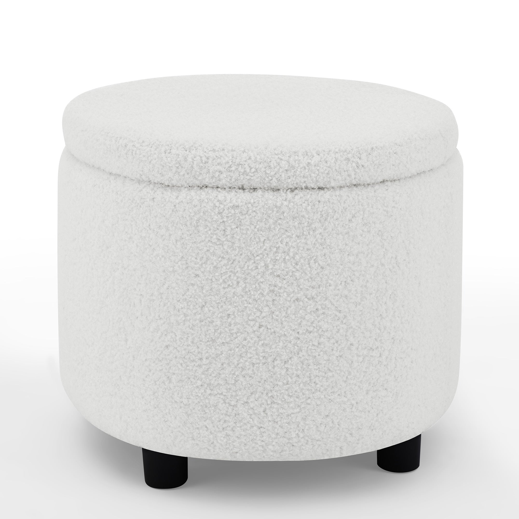 Swviel Barrel Chair Gold Stainless Steel Base with Storage Ottoman - Teddy Fabric Ivory