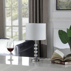 Modern Kayli Crystal Cut Orb Chrome Metal Table Lamp