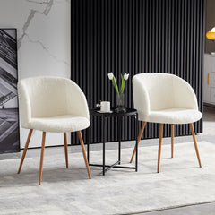 Teddy Faux Fur Dining Armrest Chair (Set of 2) - Off White
