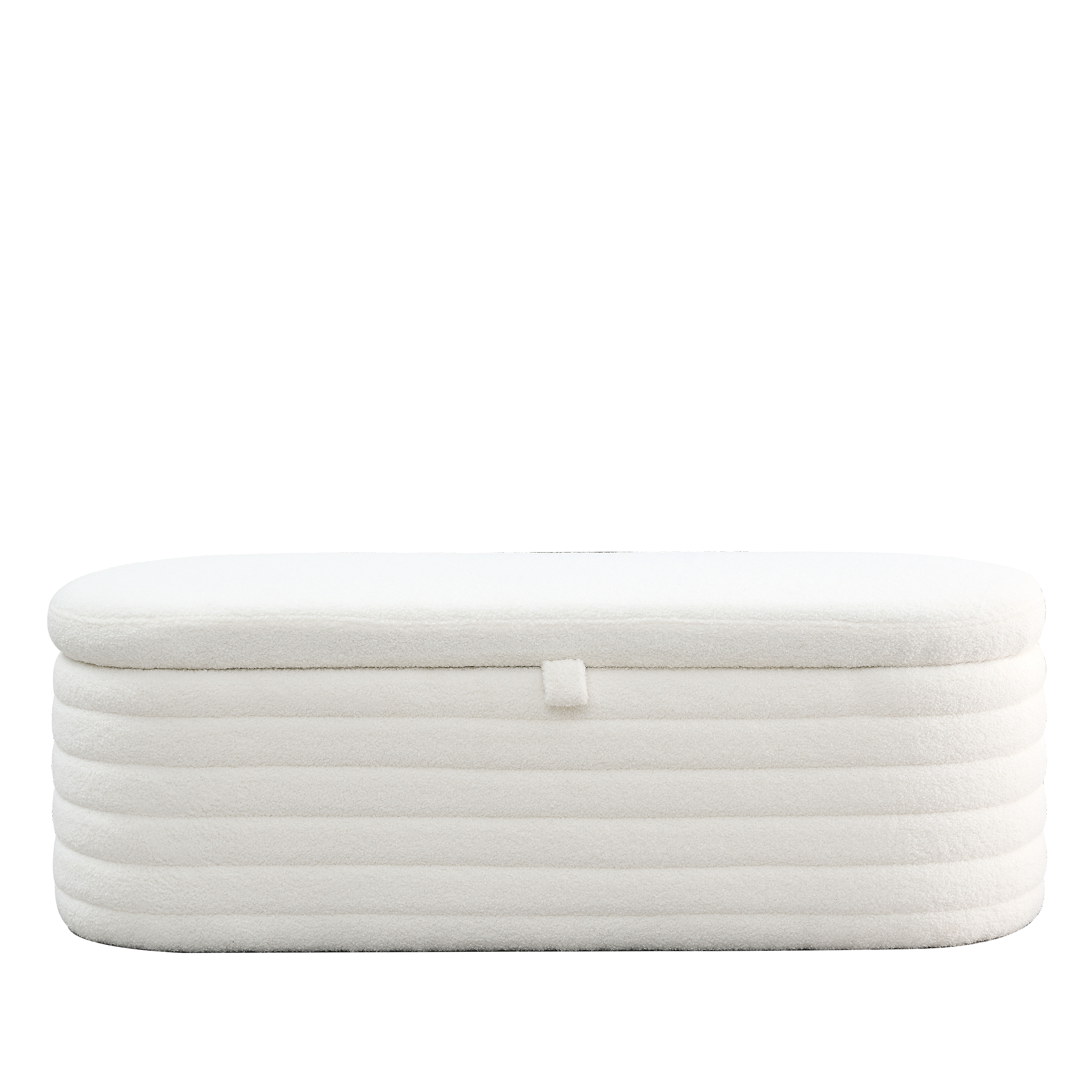 Storage Ottoman Bench Upholstered Fabric Storage - White Teddy