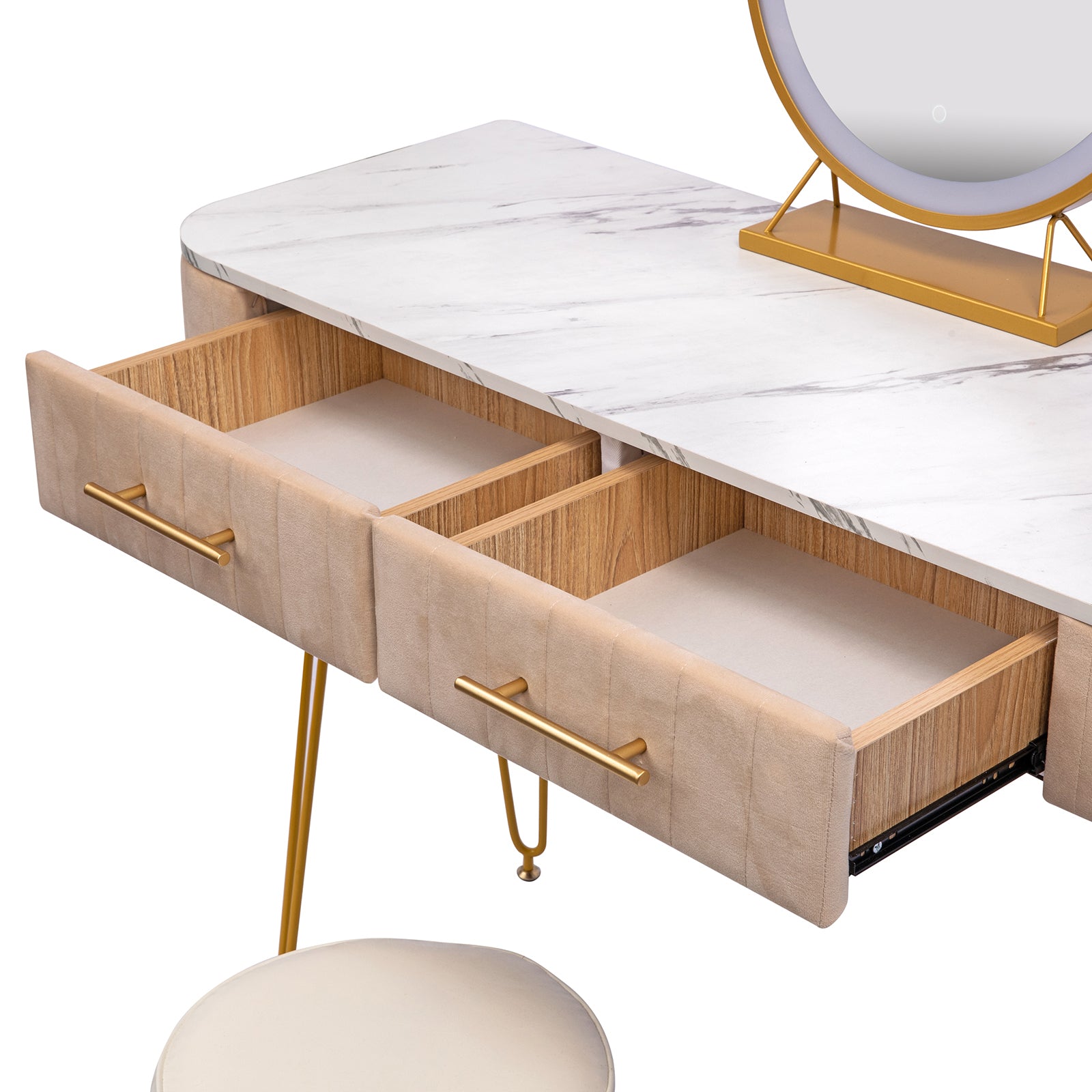 Length Flannel Soft Roll Makeup Vanity Set - White Oak