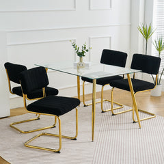 Luxury Dining Black Chairs with Gold Metal Legs (Set of 4) - Black