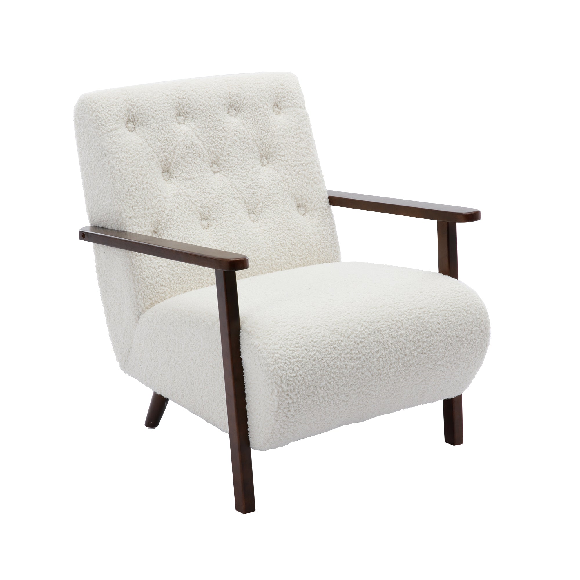 Wood Frame Modern Accent Chair Lounge Chair - White Teddy
