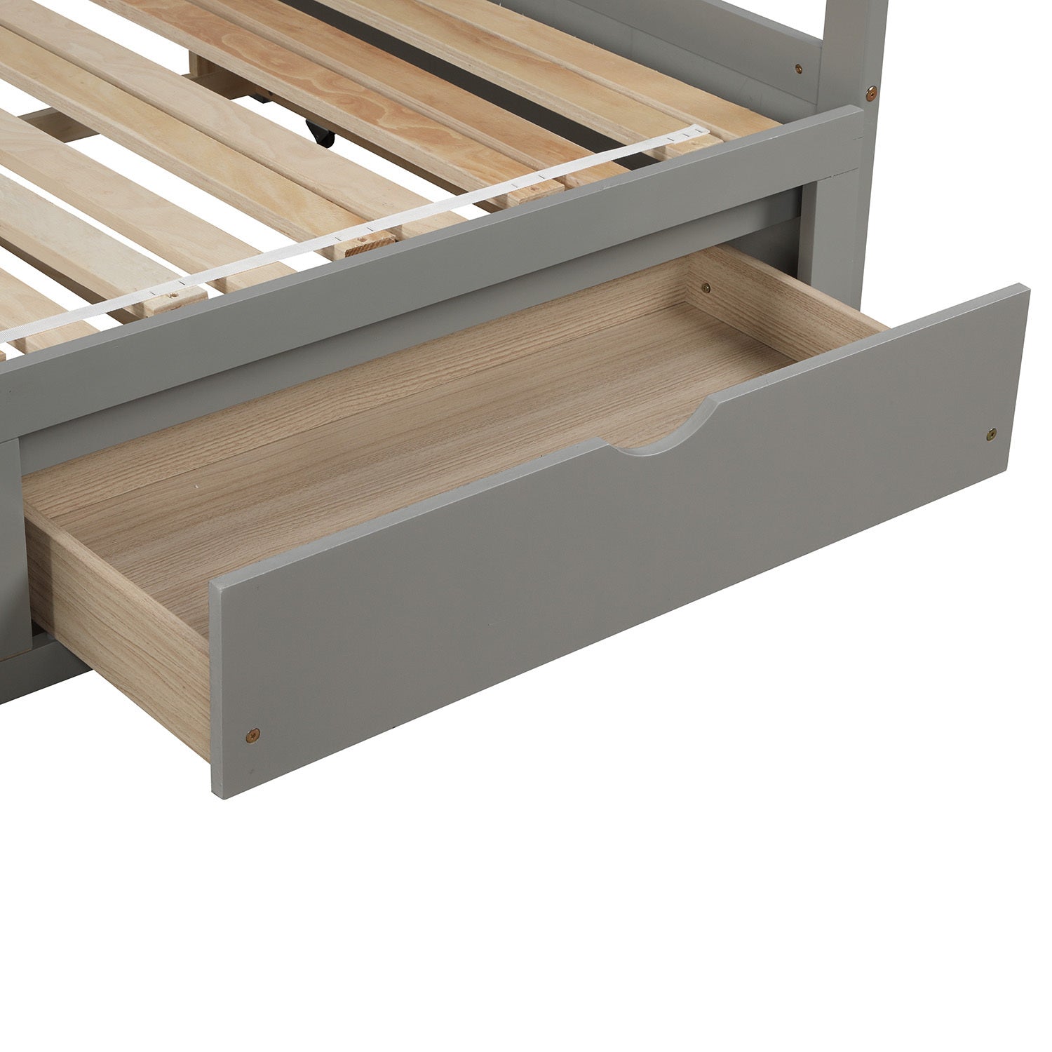Extendable Daybed with Trundle Bed and Two Storage Drawers - Gray