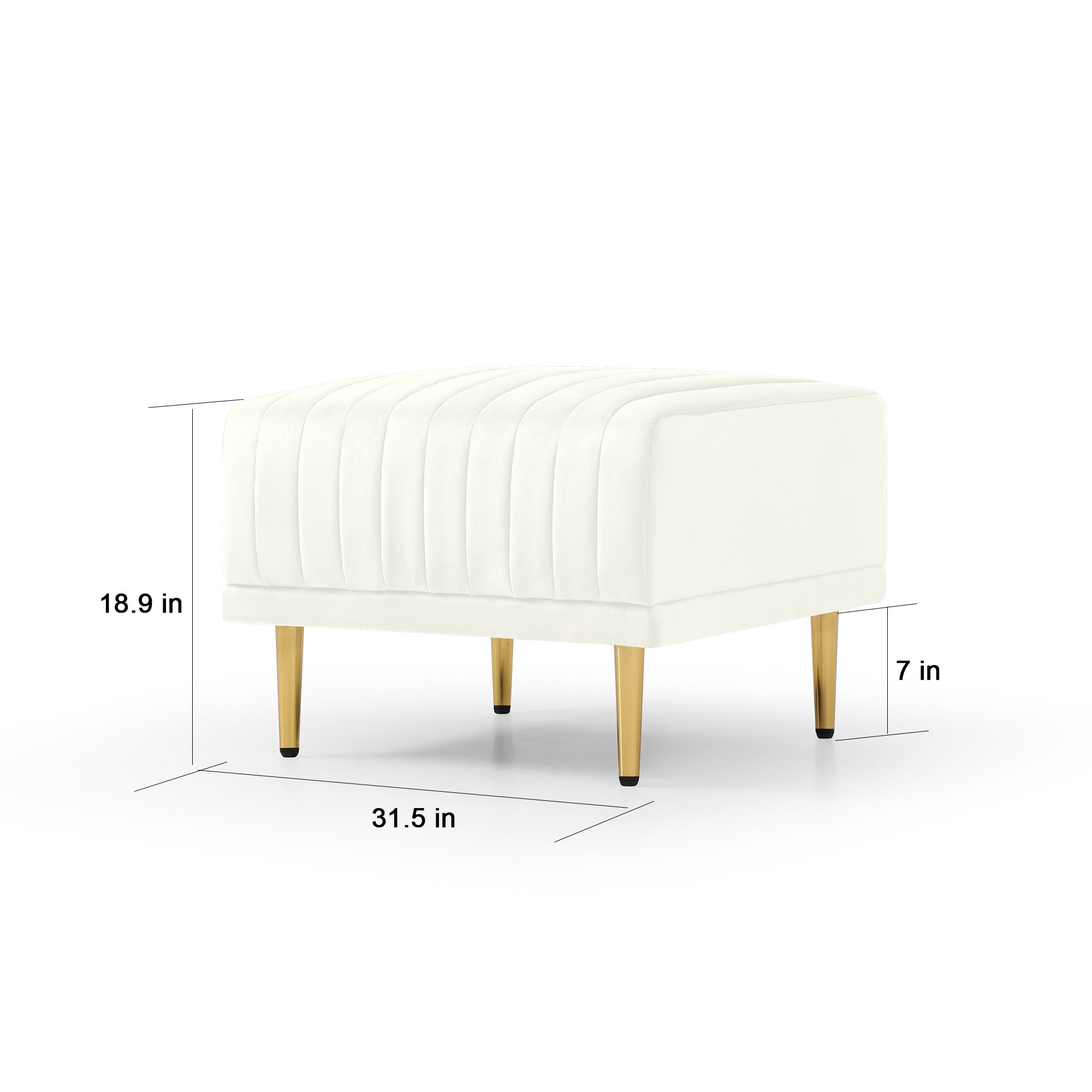 L Shaped Sectional Sofa Couch with Velvet Fabric, Reversible Sectional Sofa - Cream