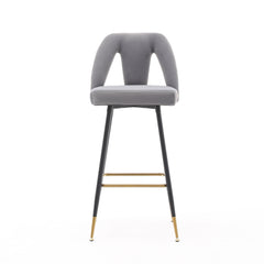 Contemporary Velvet Upholstered Connor 28" Bar Stool & Counter Stools - Set of 2 (Gray)