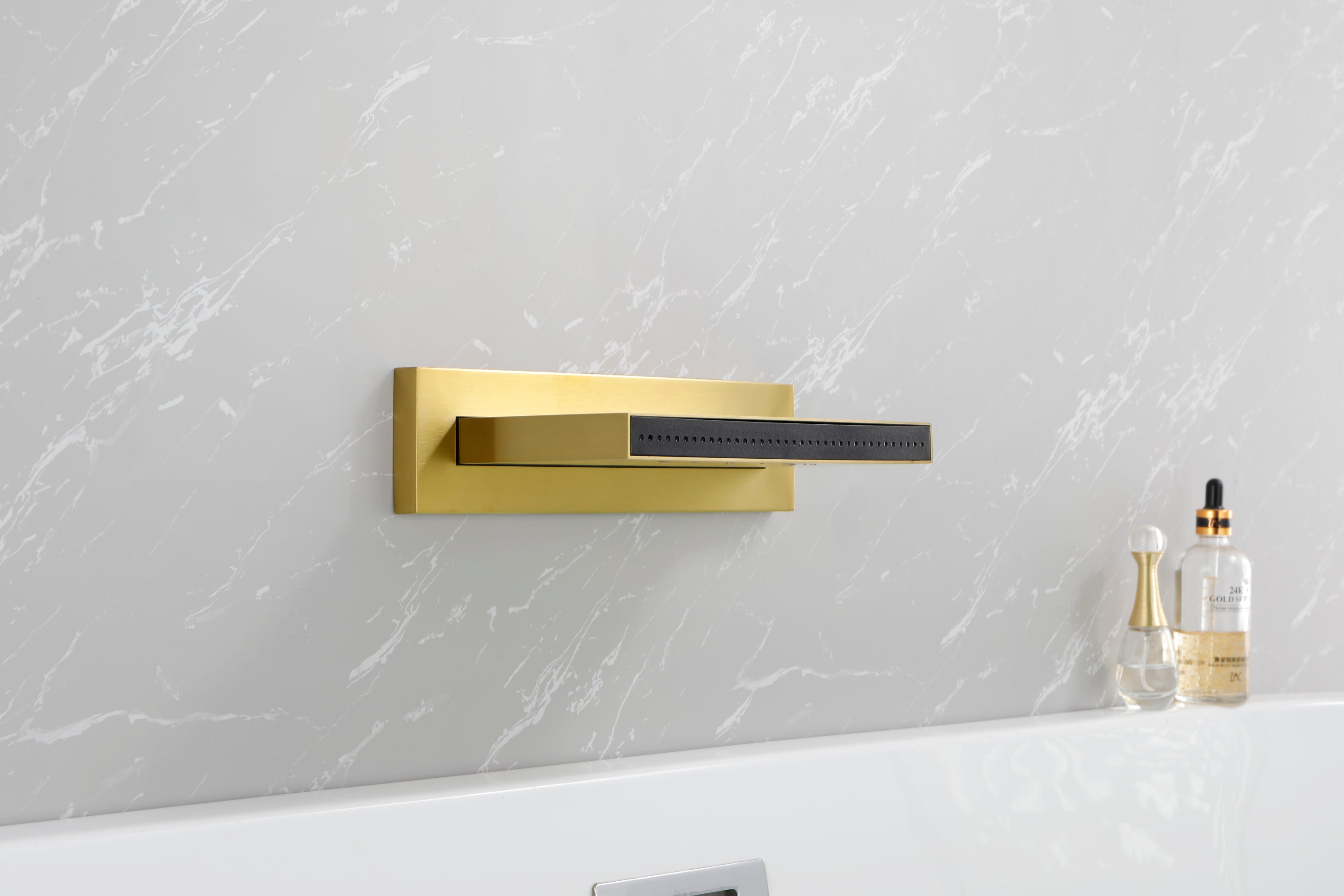 Shower Waterfall Tub Faucet Wall Mount Tub Filler Spout For Bathroom sink High Flow Cascade Waterfall - Gold