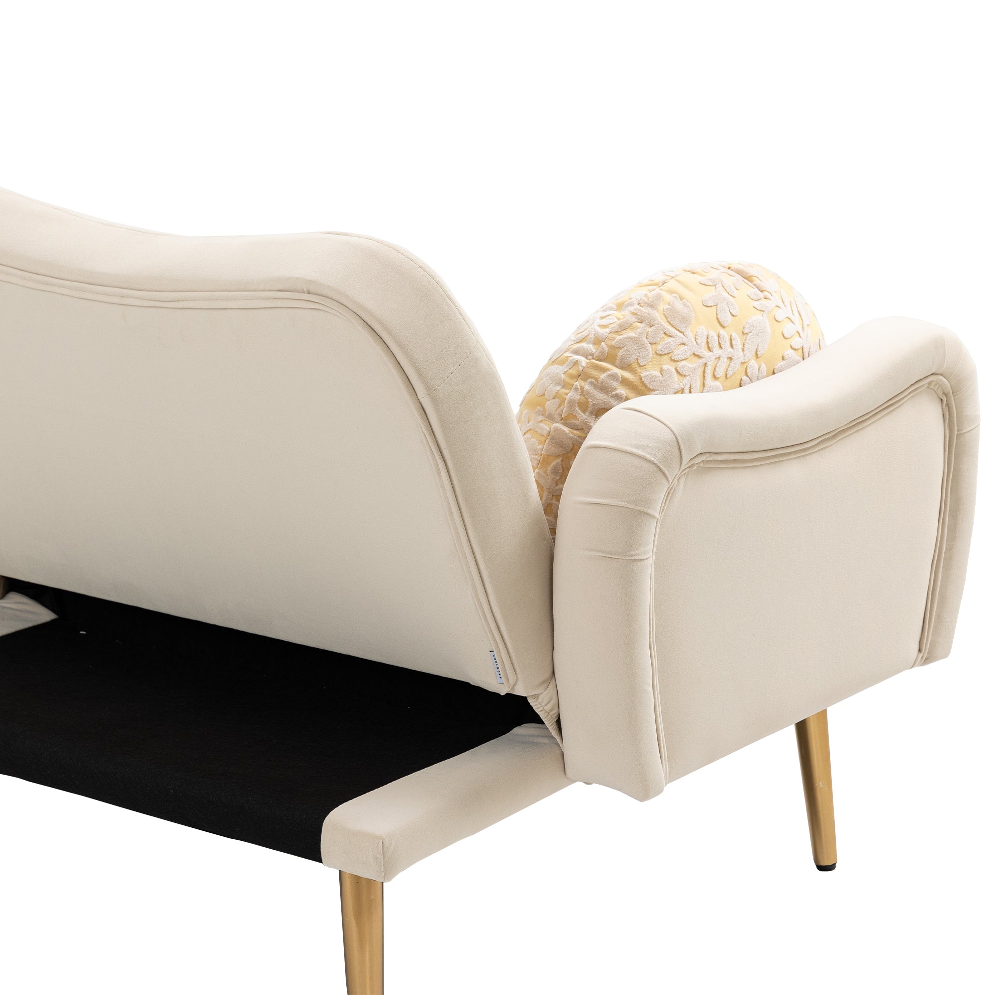 Loveseat Armrest 65 inch Modern Velvet Sofa with 2 Bolster Pillows - Beige