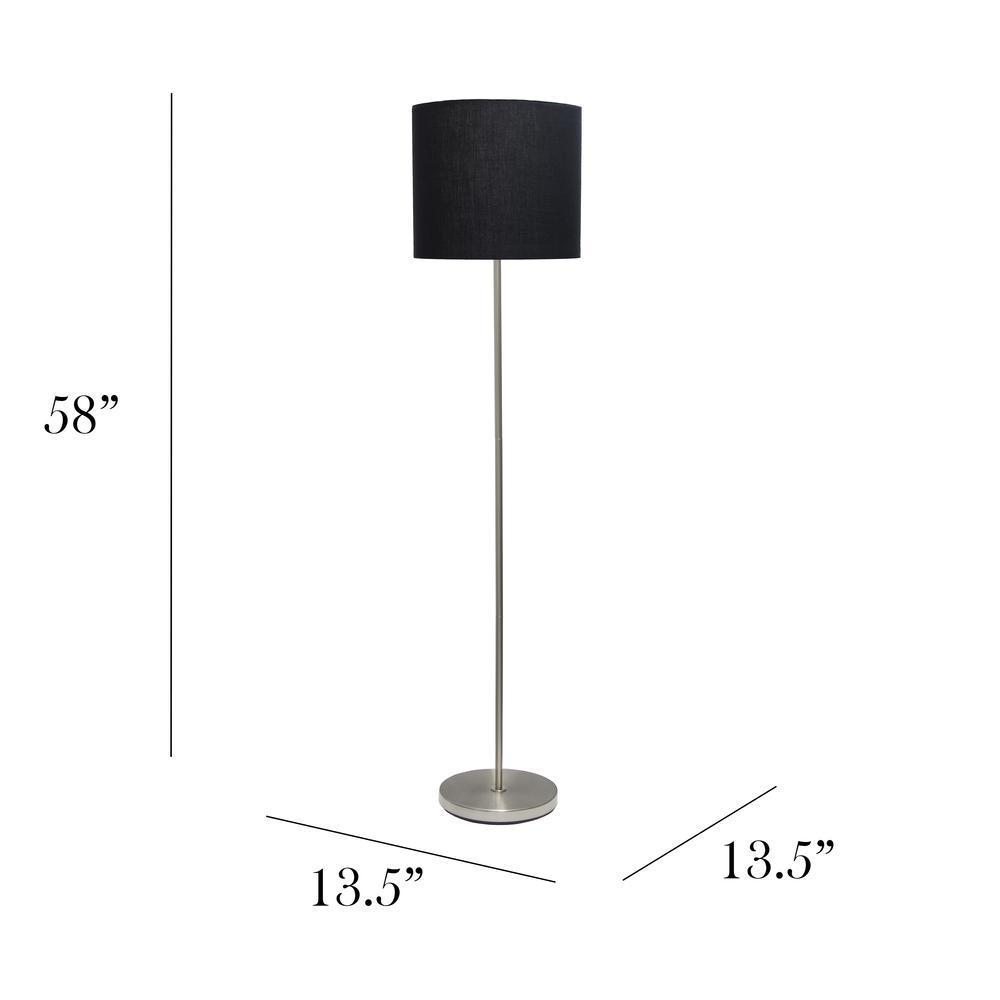Brushed Nickel Drum Shade Floor Lamp - Black