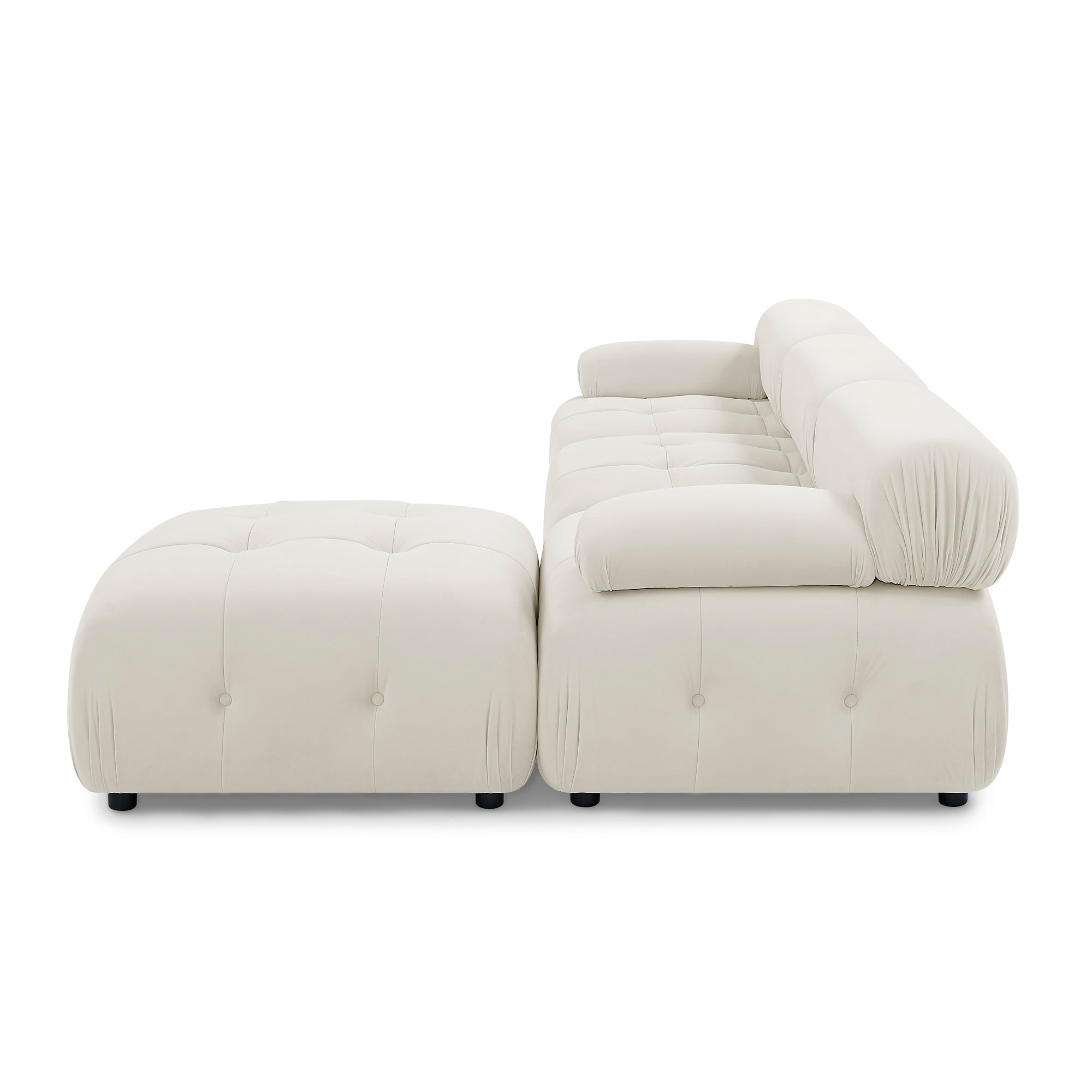 Modular Sectional Sofa, Button Tufted Designed and DIY Combination,L Shaped Couch with Reversible Ottoman - Beige Velvet