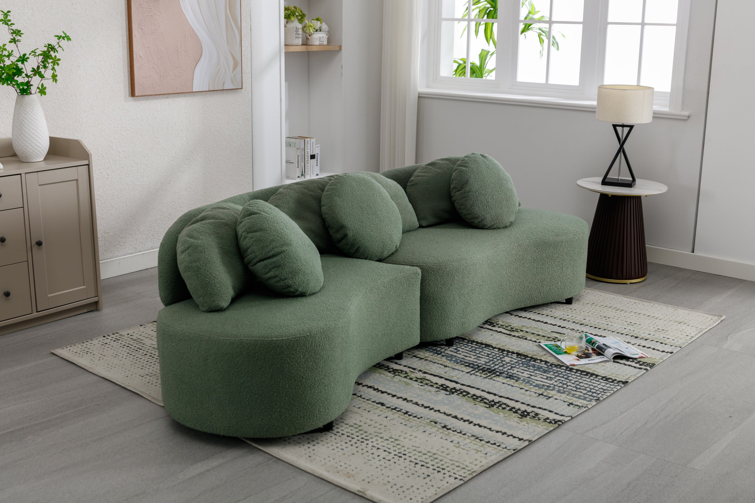 103.9" Modern Living Room Sofa Velvet Upholstered Couch Furniture - Green