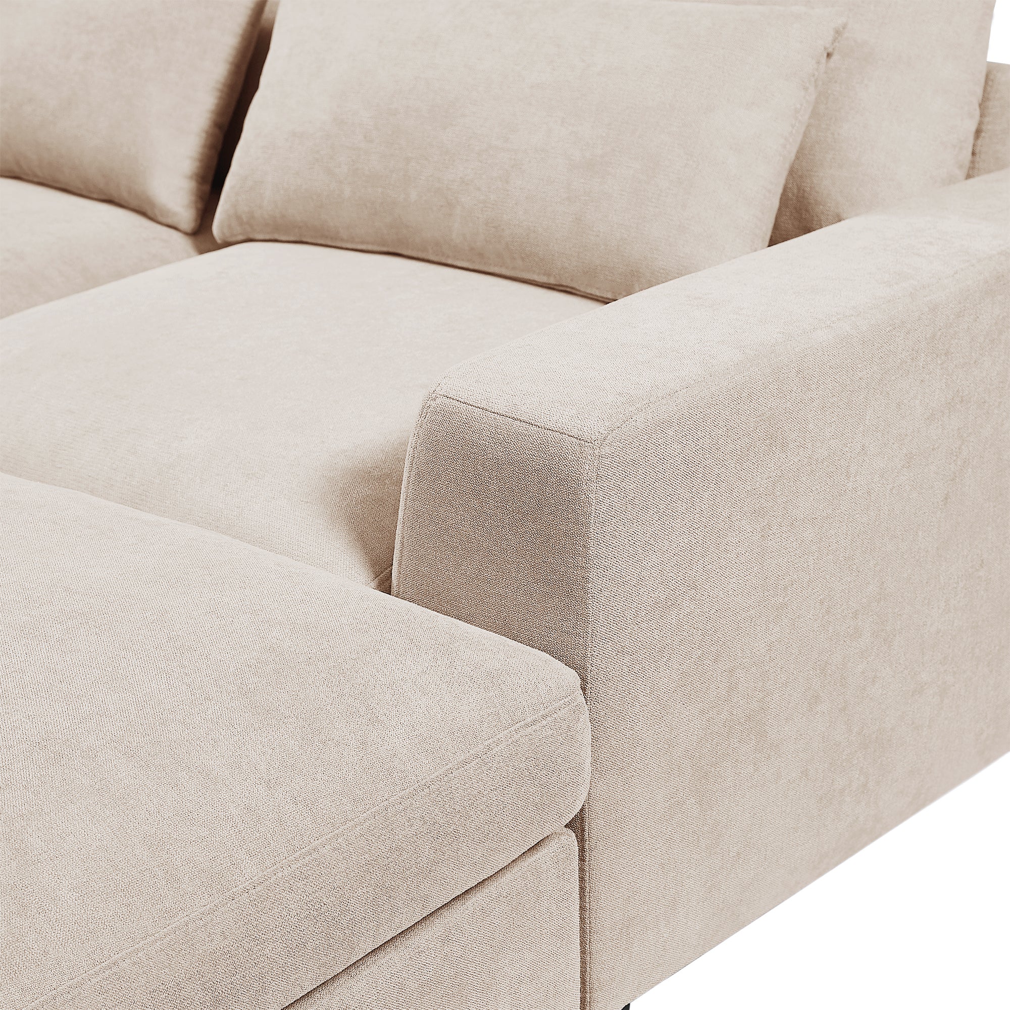 Modern Large L-Shape Feather Filled Sectional Sofa,  Convertible Sofa Couch with Reversible Chaise - Beige