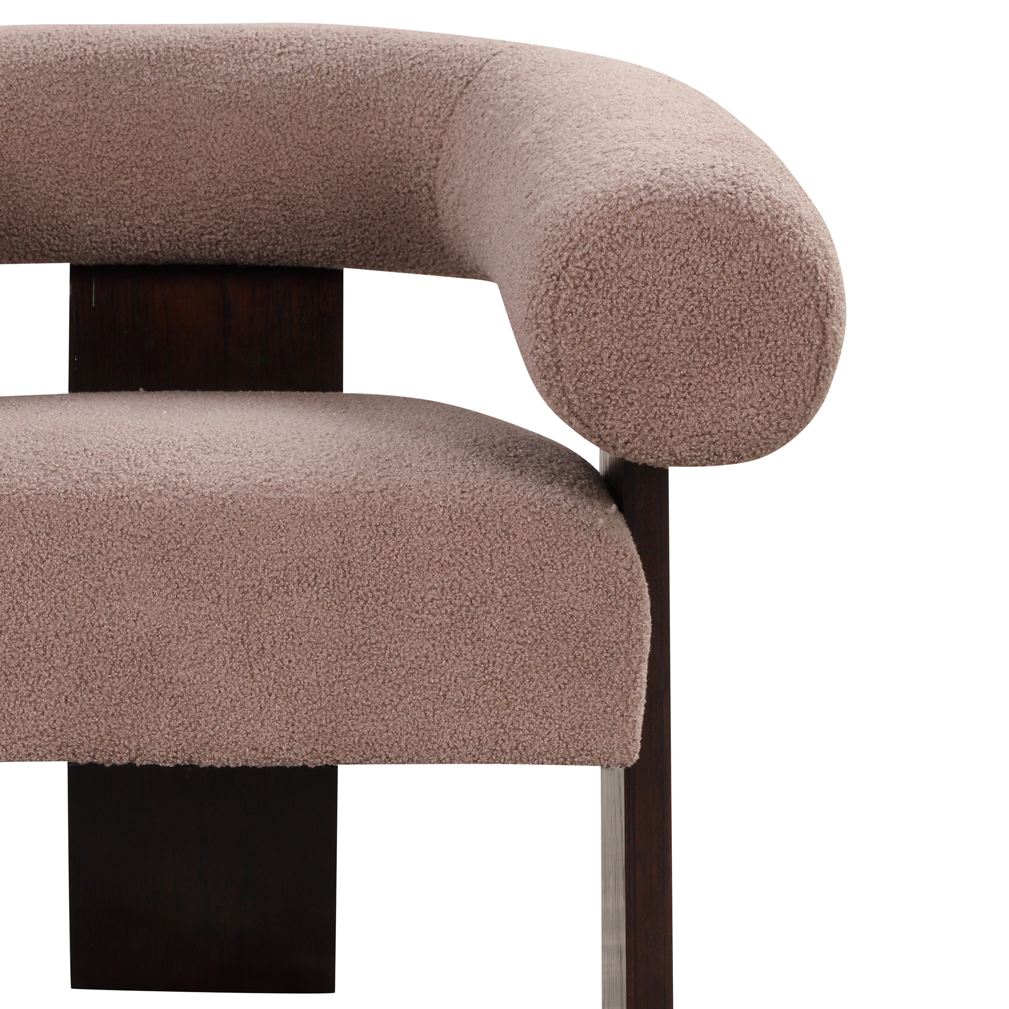 The Curved Wishbone Frame Accent Chair Teddy Velvet - Light Brown