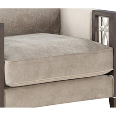 Wood and Fabric Sofa Chair with Inset Floral Design - Gray and Brown