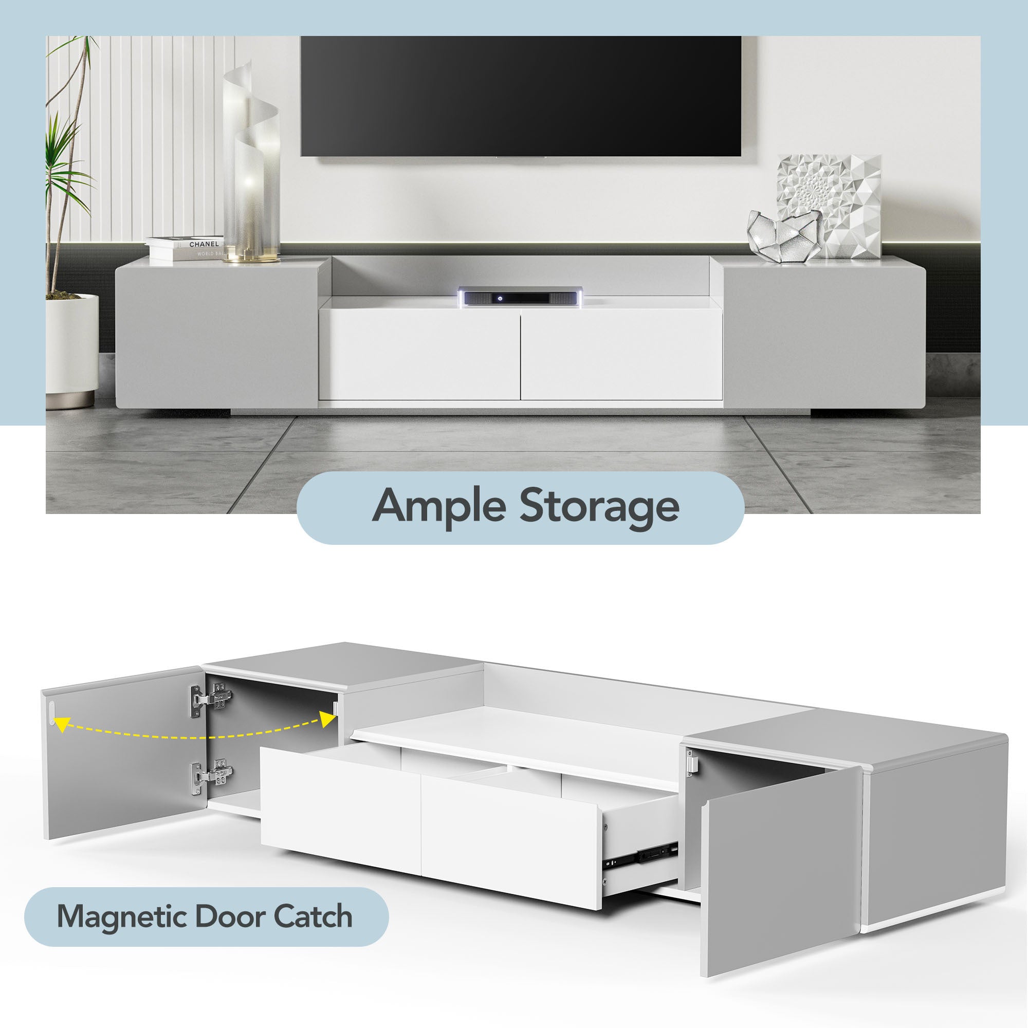 70" TV Stand with Storage Grey