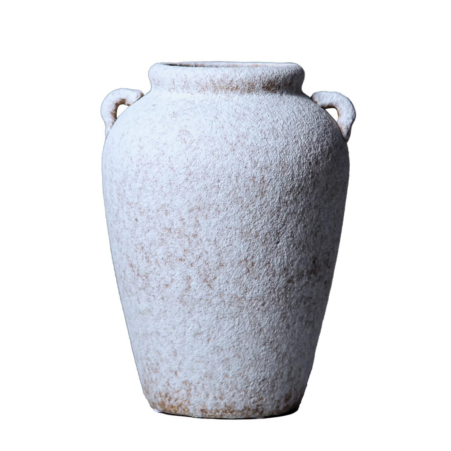 Country Charm Artisan Ceramic Grey Stone Vase 7"D x 10.5"H