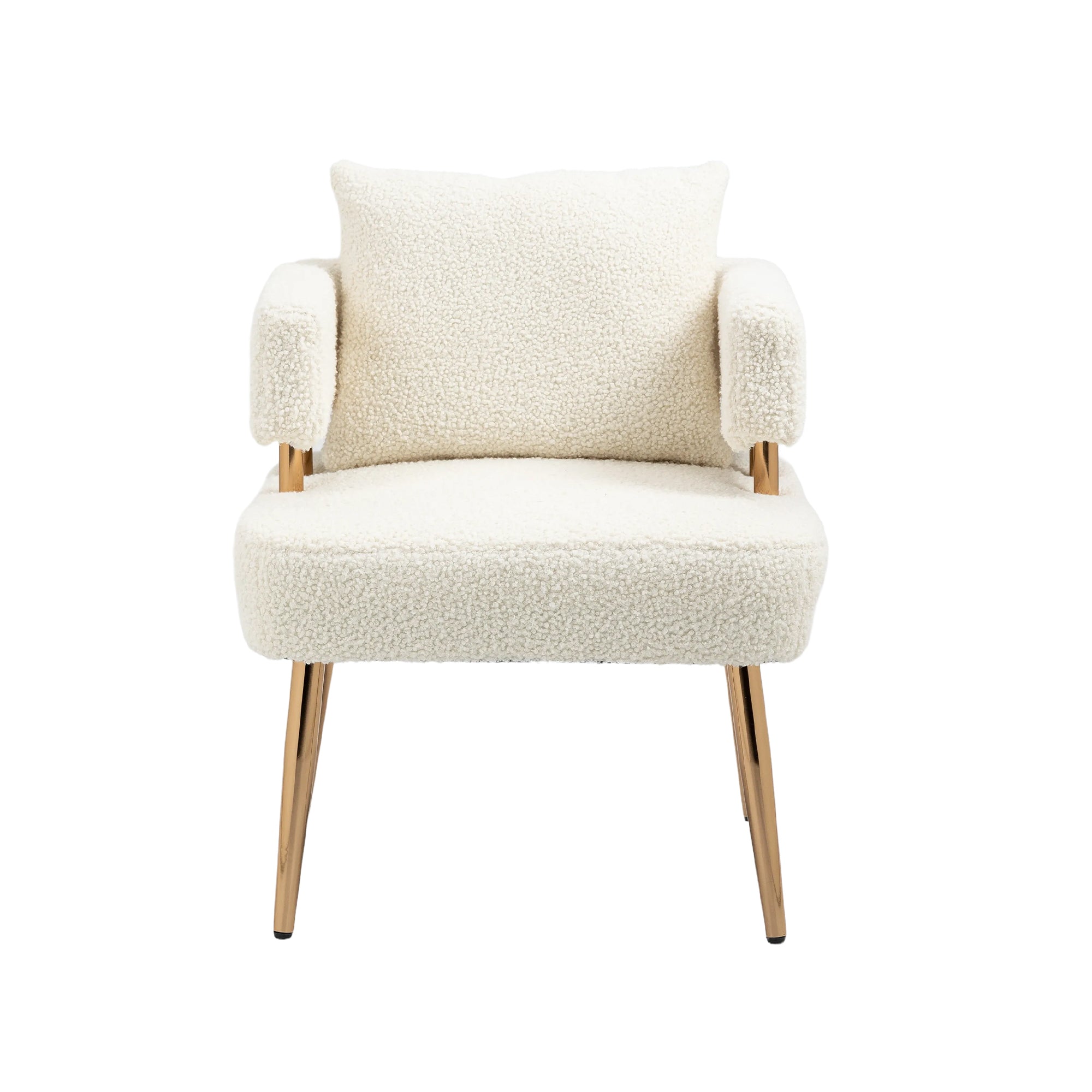 Accent Chair with Golden Feet - White Teddy