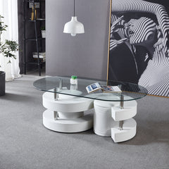 Coffee Table Set with Glass Tabletop Modern Stylish Home Decor