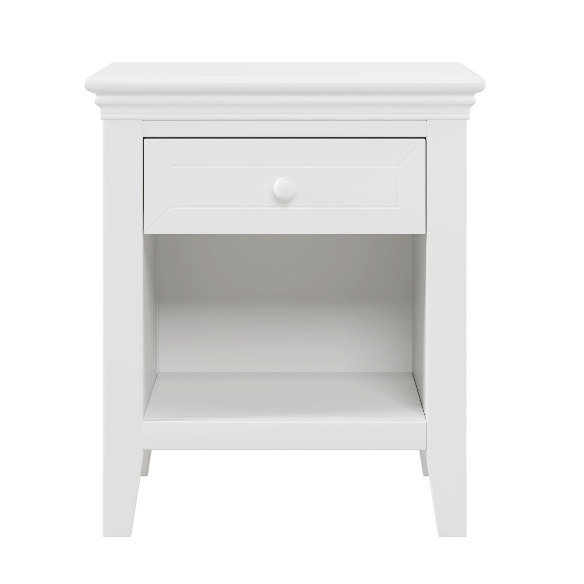 Traditional Concise Style White Solid Wood One-Drawer Nightstand