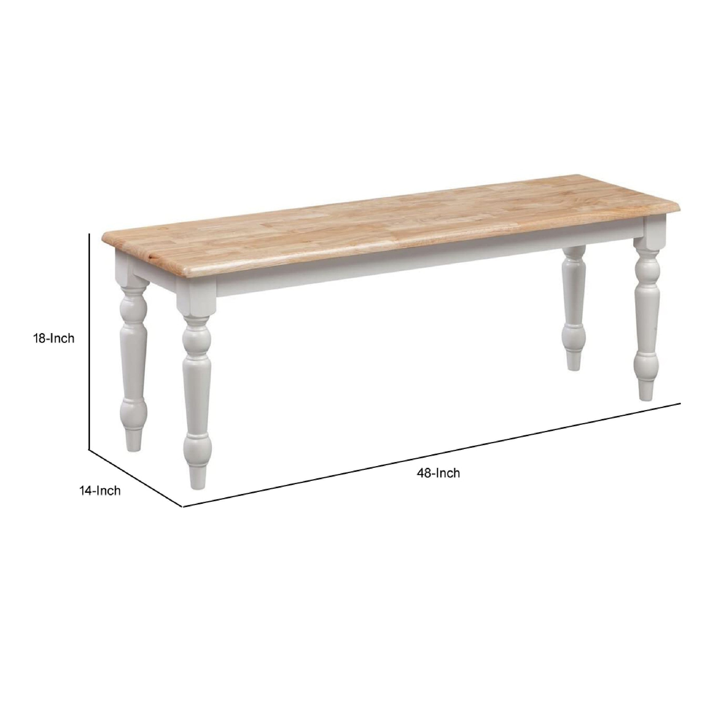 Wooden Bench with Turned Legs