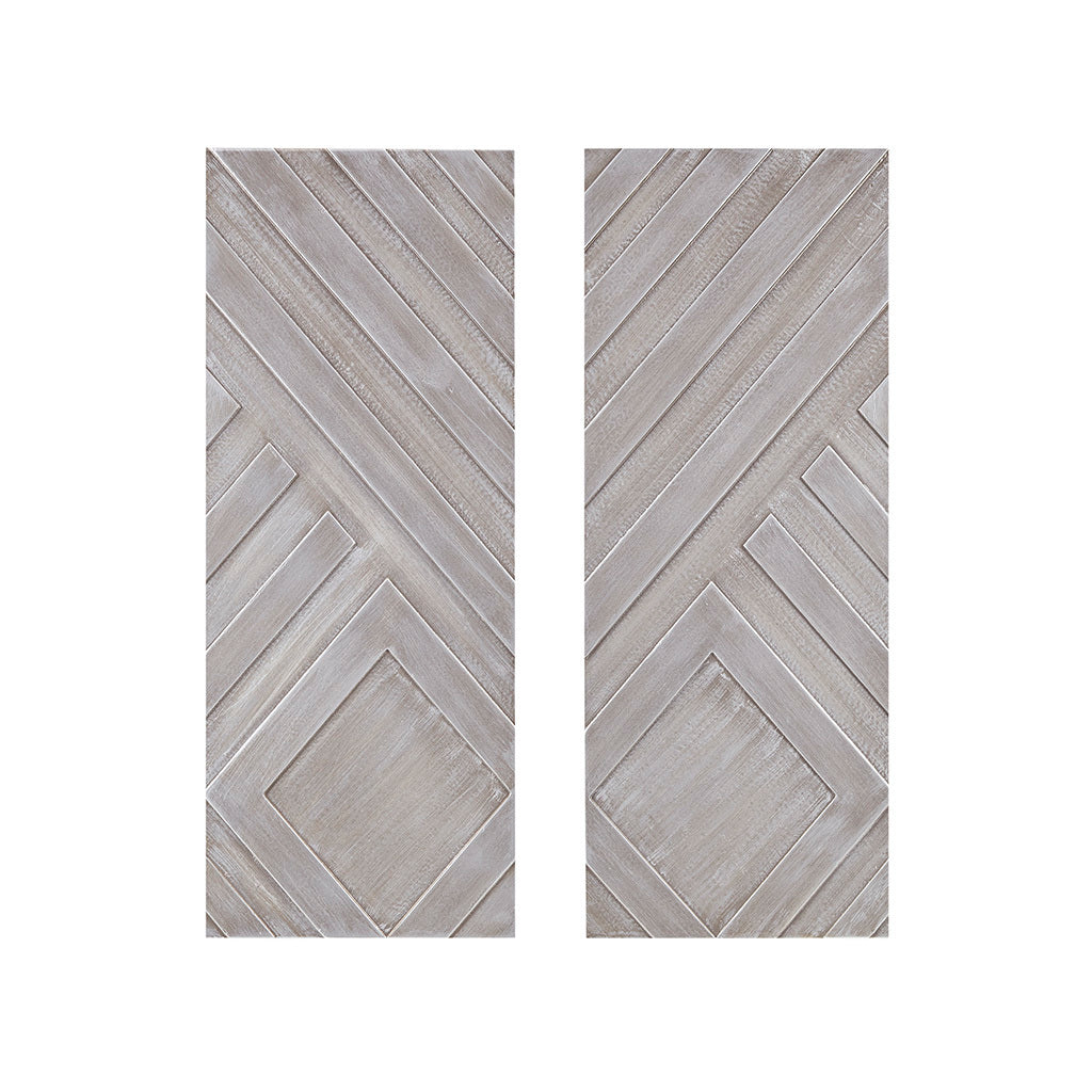 Ash Carved Wood 3 Piece Set Wall Decor - Grey