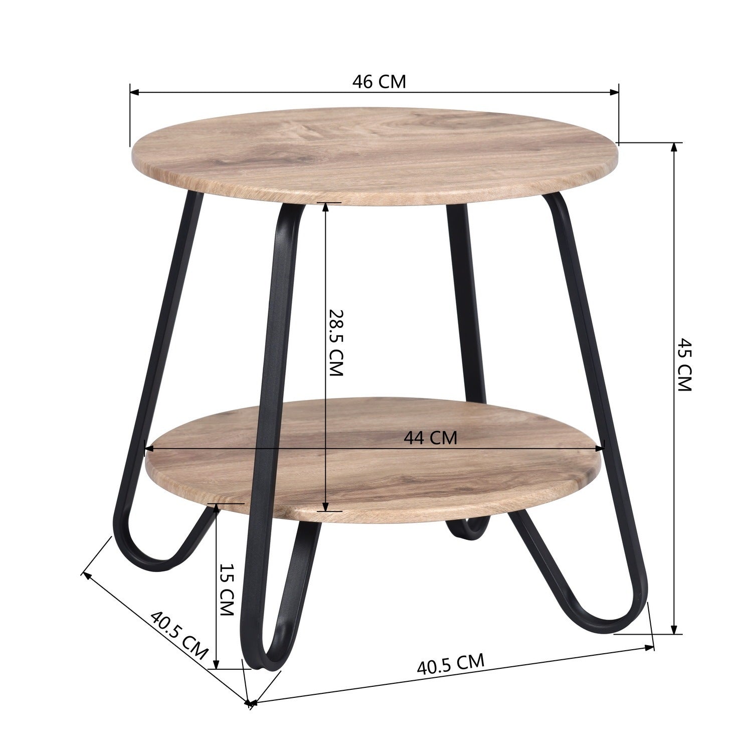 Round Coffee Tables 2 Tier Storage Table Farmhouse Small Side Table