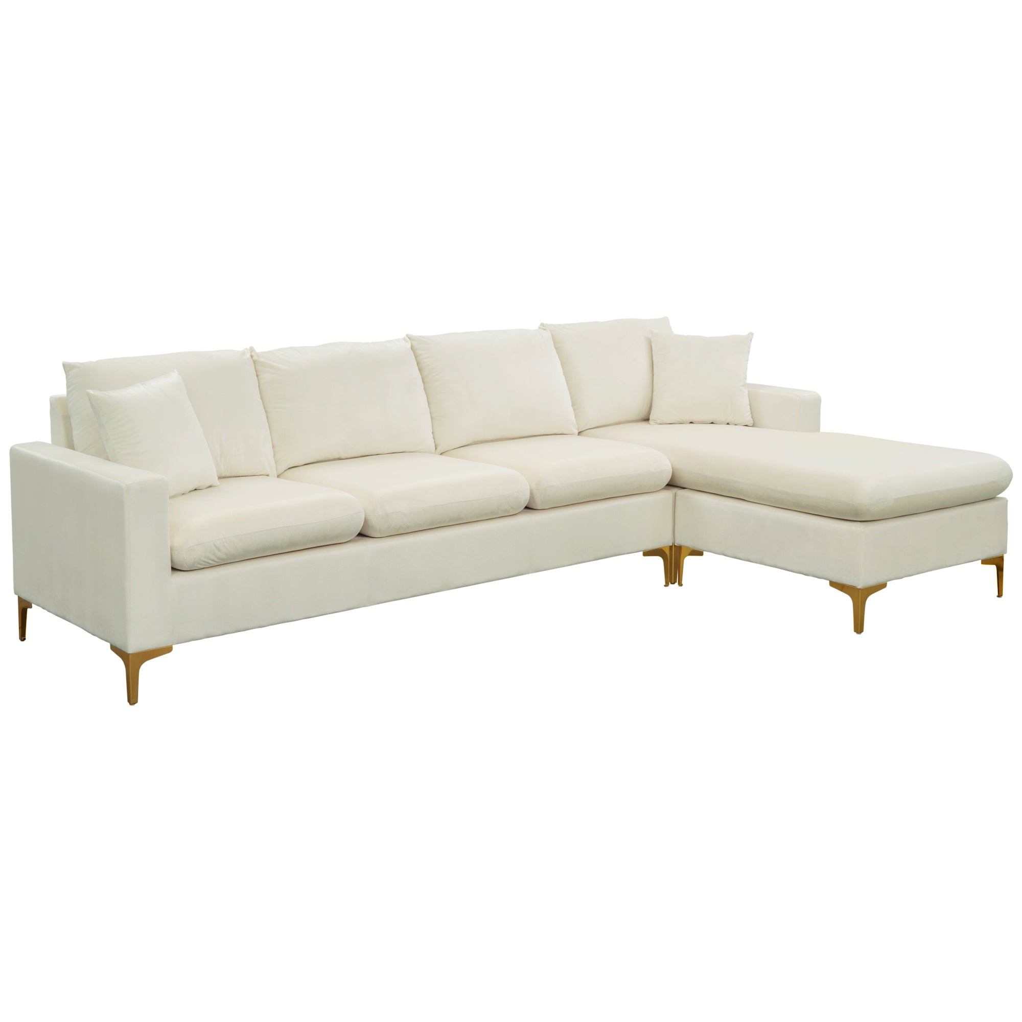 Velvet L Shaped Sectional Sofa Bed Couches Chaise Ottoman Pillows