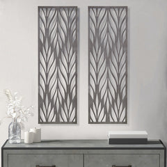 Florian Grey Laser Cut Wood 2-piece Panel Wall Decor Set - Grey