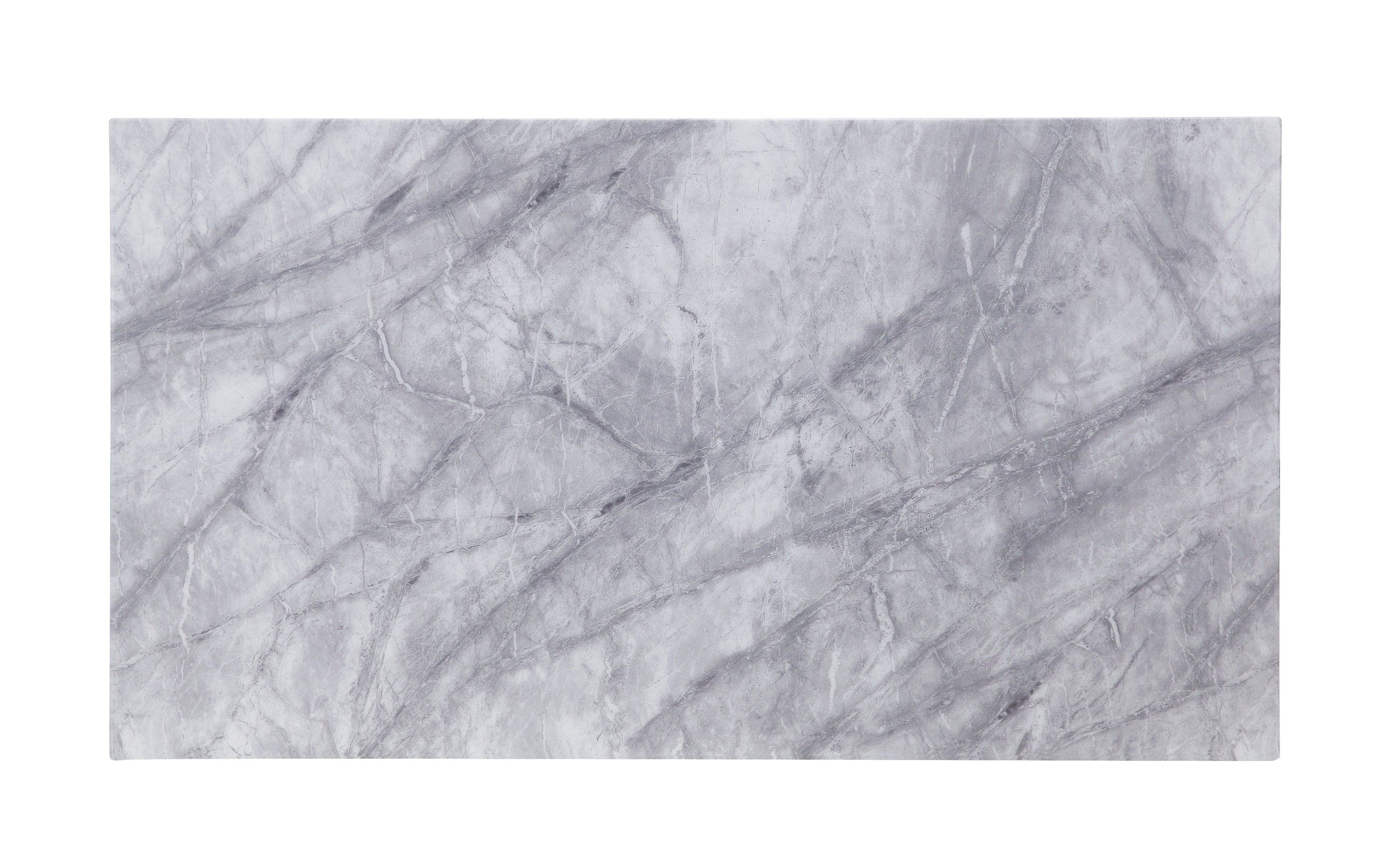 Satinka Coffee Table, Light Gray Printed Faux Marble & Mirrored Silver Finish