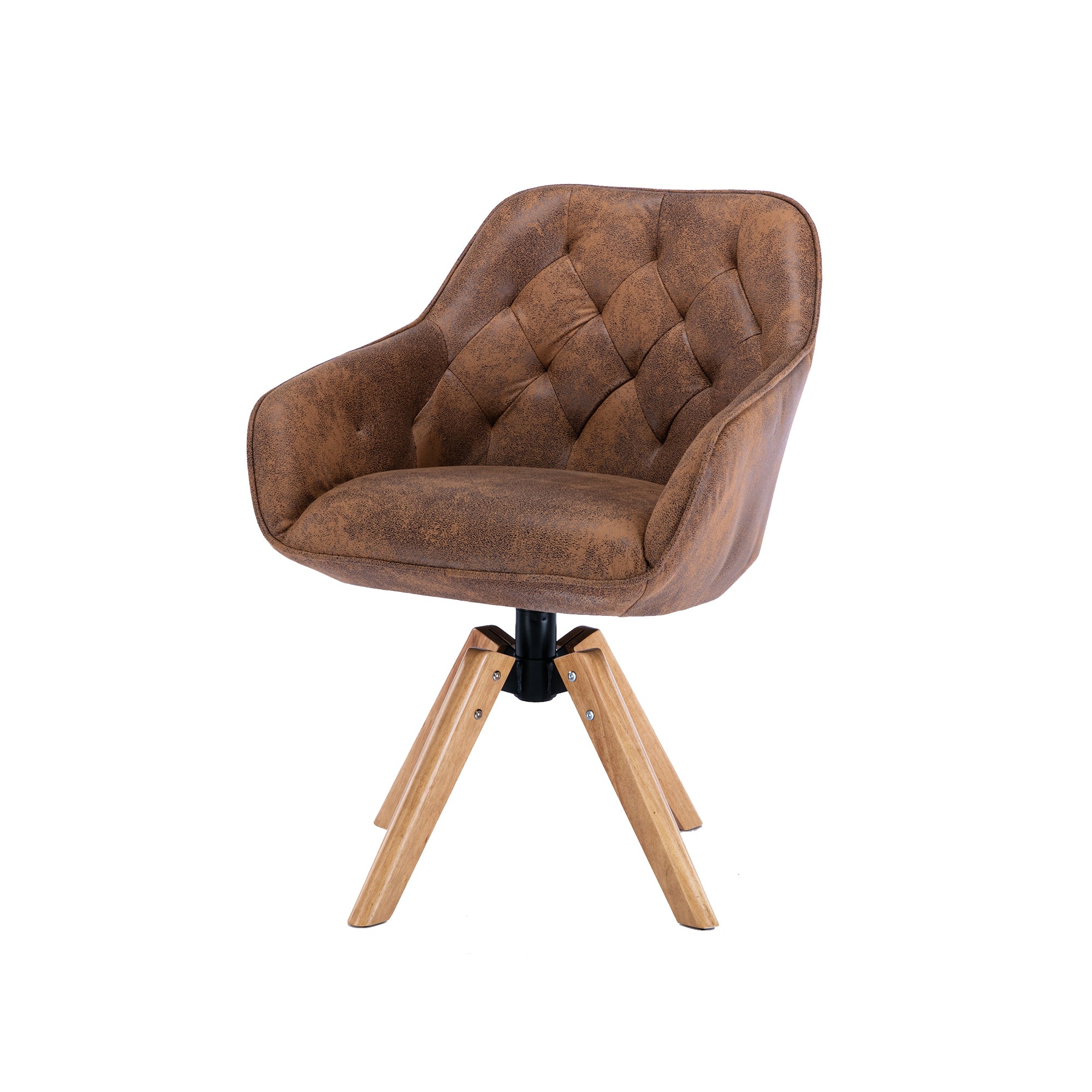 Solid Wood Tufted Upholstered Armless Chair - Coffee Brown