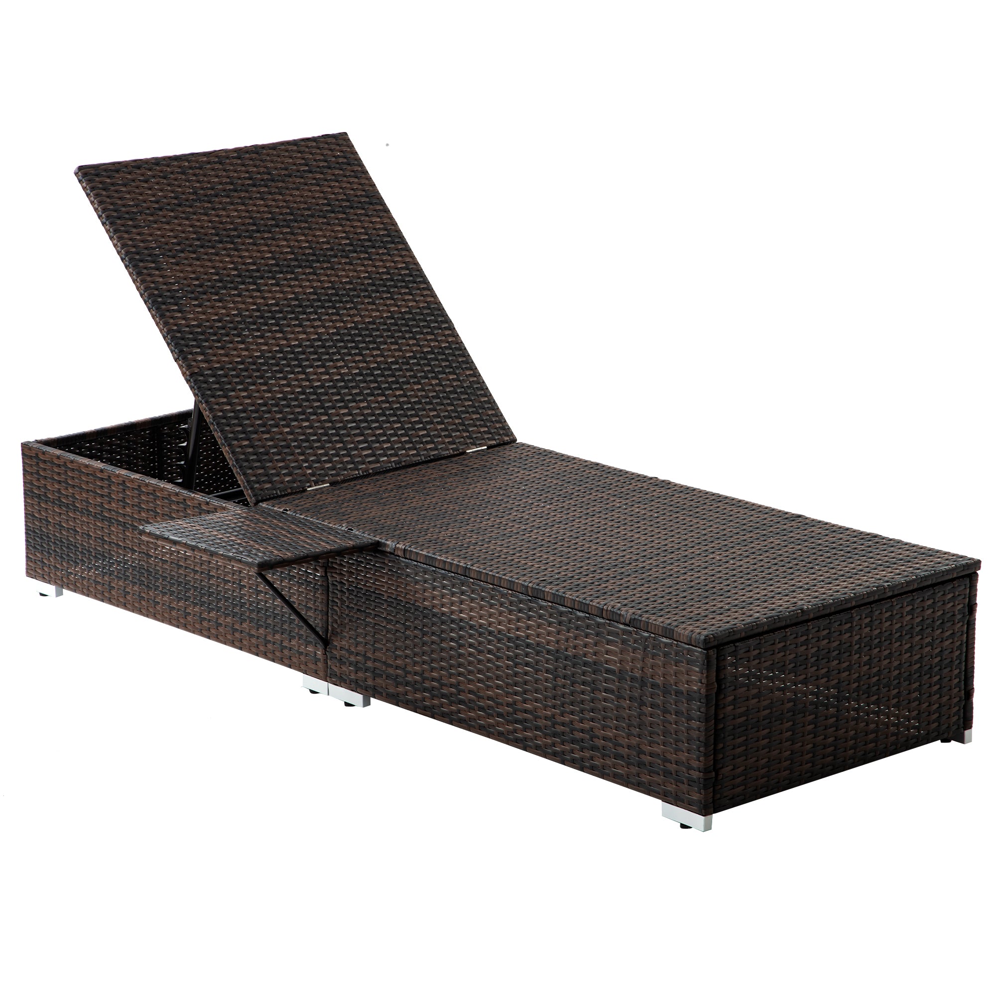 Outdoor 2 Patio Recliner Chairs with Side Table