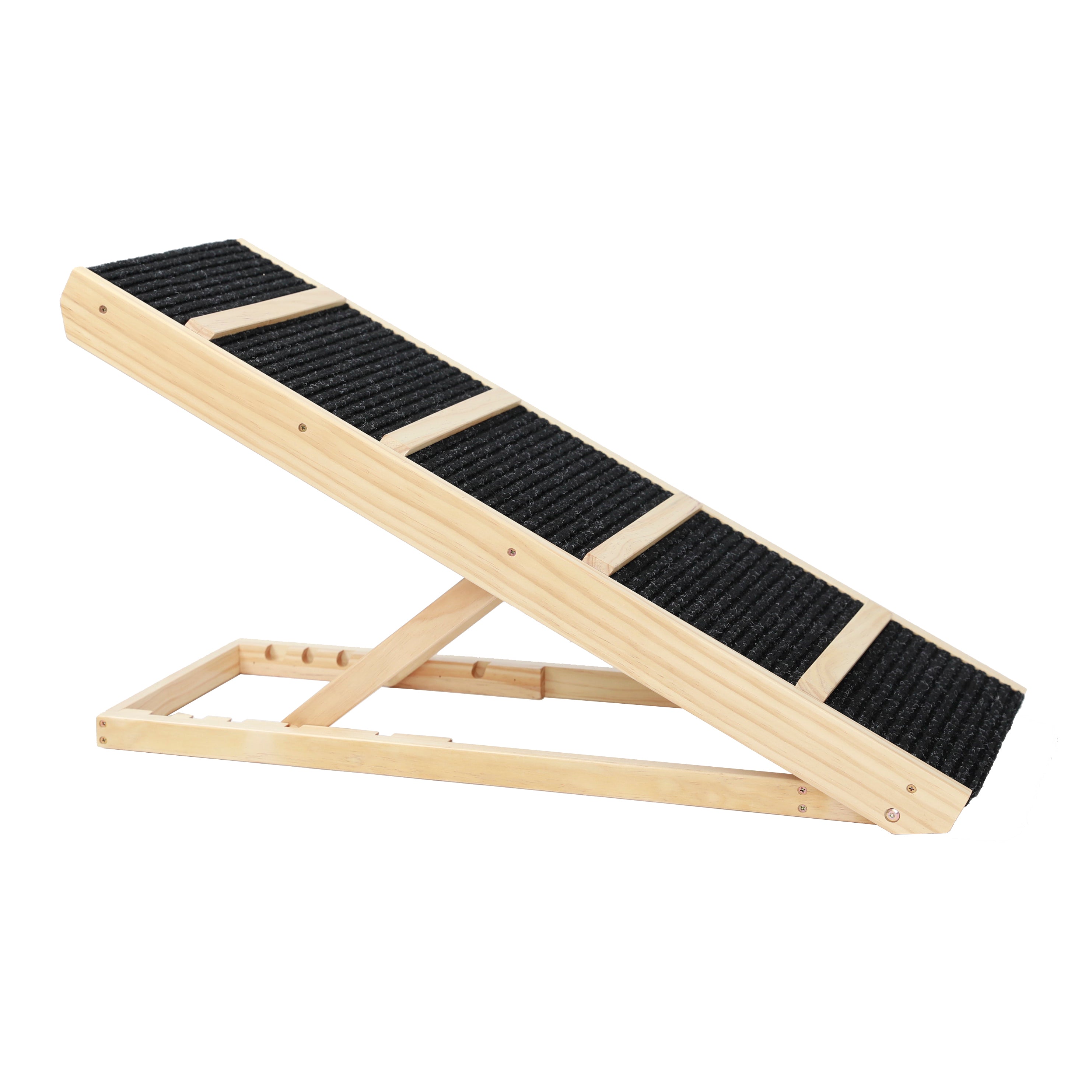 Tall Adjustable Pet Ramp, Folding Portable Wooden Non-Slip Paw Traction Adjustable Height from 9.3" to 24"