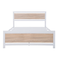Full Size Platform Bed No Box Spring Needed- White